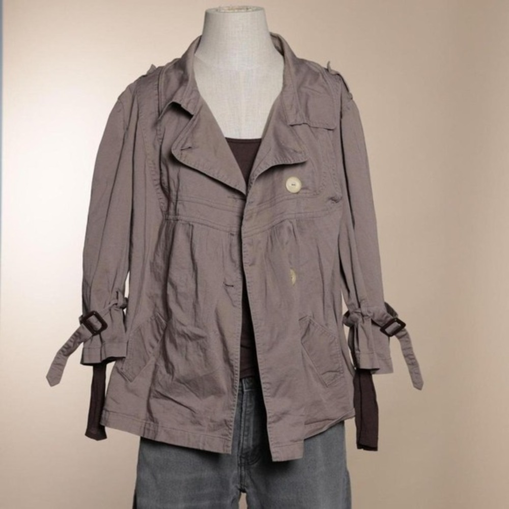 American Rag Cie Women's Light Brown Cropped Trench Jacket Size M Belted Cuffs